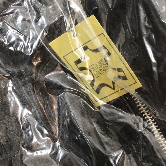 Black leather embroidered moto jacket NWT - Picture 14 of 15